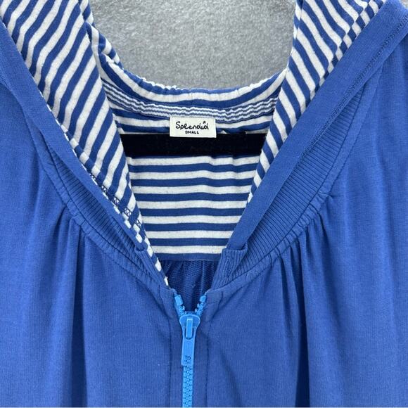 SPLENDID Women’s sz S zip up hoodie Short sleeve SO SOFT Nautical Summer Spring - Picture 2 of 6